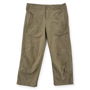 Nike Pants Womens Small 4-6 Khaki Cropped Lightweight‎ Zip Pockets Active